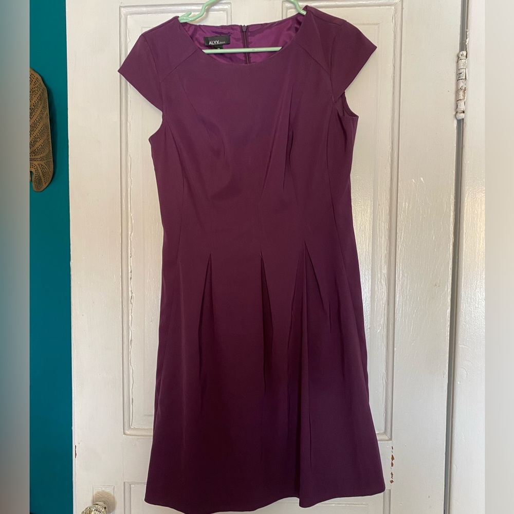 Purple Cap Sleeve Fit and Flair Dress